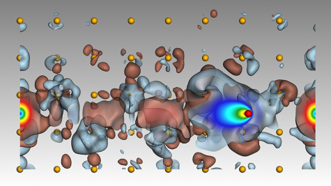 hydrogen atom moving through gold