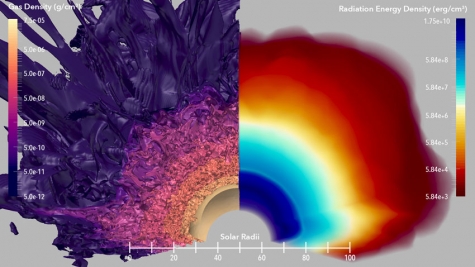 Global radiation hydrodynamic simulation of an 80-solar-mass star envelope