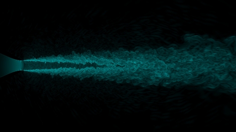 Noise generation due to turbulent mixing of exhaust flow.