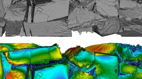 Transient pH on calcite grains in capillary tube experiment. 1 billion grid points computed on 48K cores. 1 micron resolution.