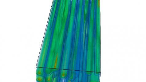 3D speckle pattern generated by the particle-in-cell code OSIRIS.  The goal of this INCITE project is to study laser plasma interactions with higher-dimensional effects (such as laser speckles) and pave the way to 3D multi-speckle simulations in the upcoming exascale era.