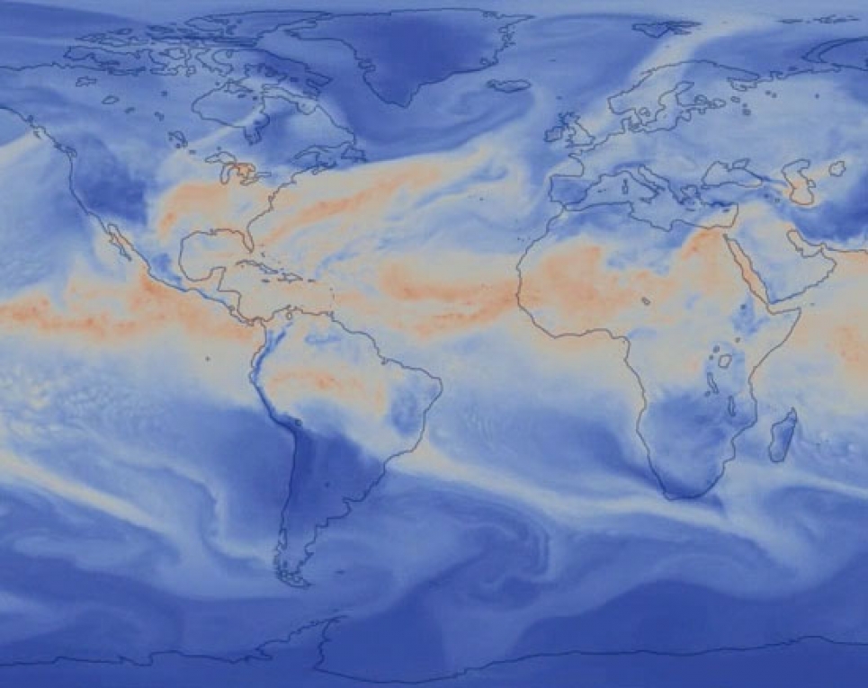 NSF/DOE Community Atmosphere Model (CAM5) Total Precipitable Water – August thro