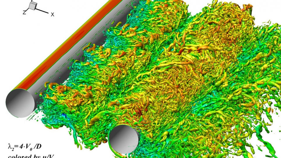 Detached Eddy Simulations for turbulent flows over tandem cylinders